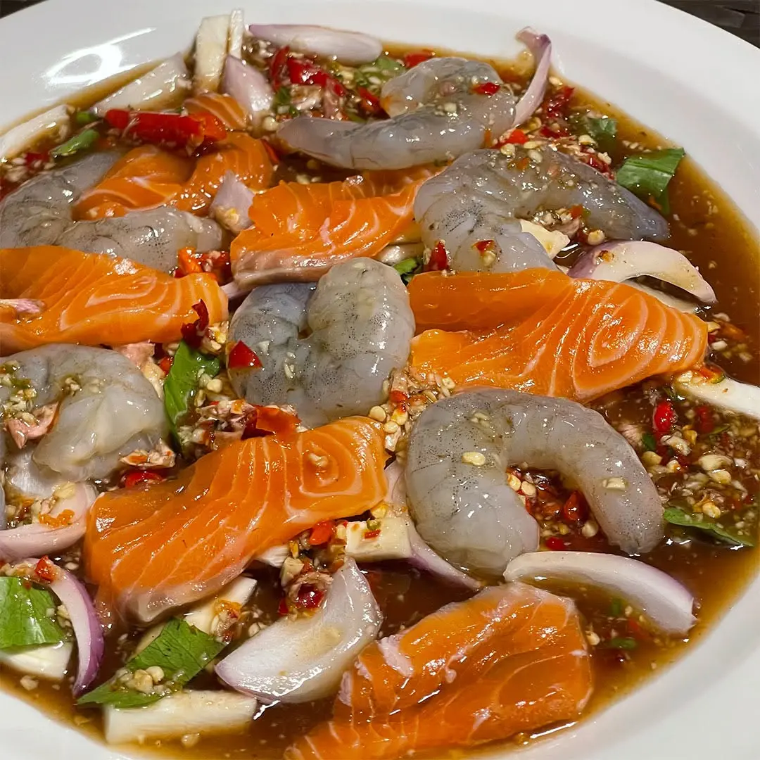 เซ็ตกุ้งดองเกาหลีซีอิ๊ว ร้านยำวะ บ้านโป่ง